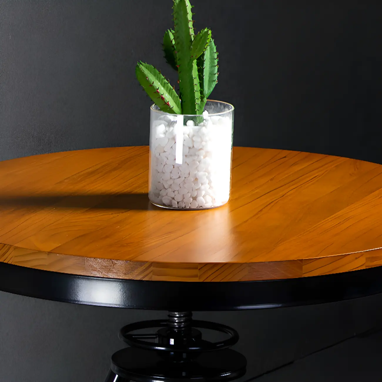 Adjustable Round Wood Metal Industrial Bar Table Image - 4 | homeyfad