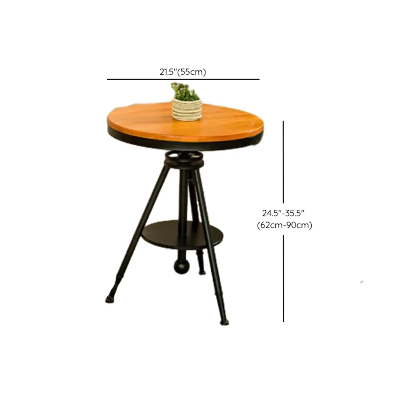 Adjustable Round Wood Metal Industrial Bar Table #size | homeyfad