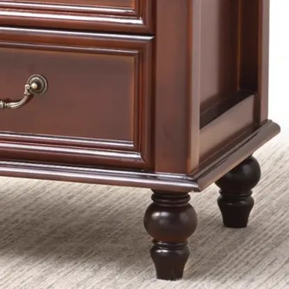 French Small 3-Tier Nightstand with Bronze Handles Image - 4