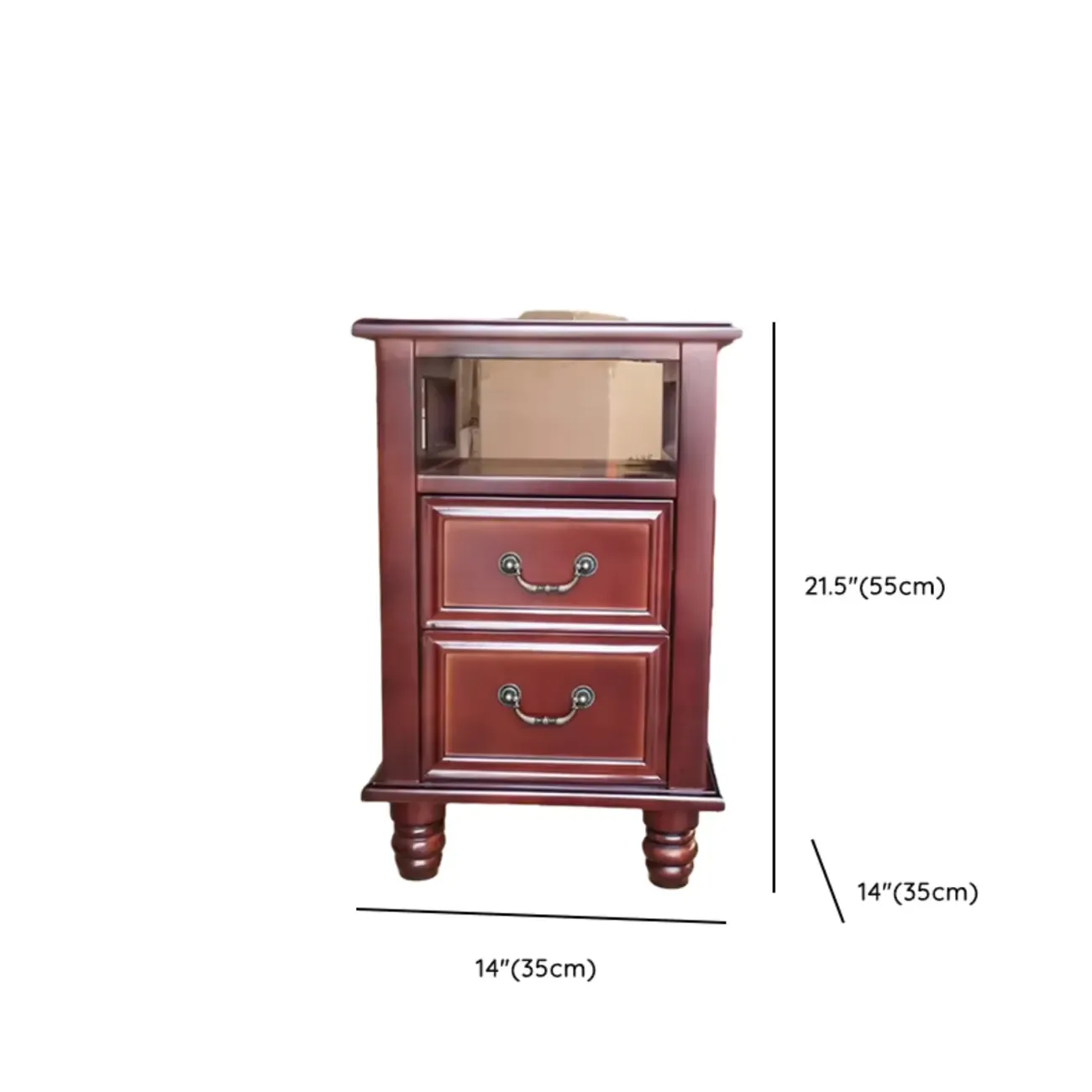 French Small 3-Tier Nightstand with Bronze Handles Image - 15