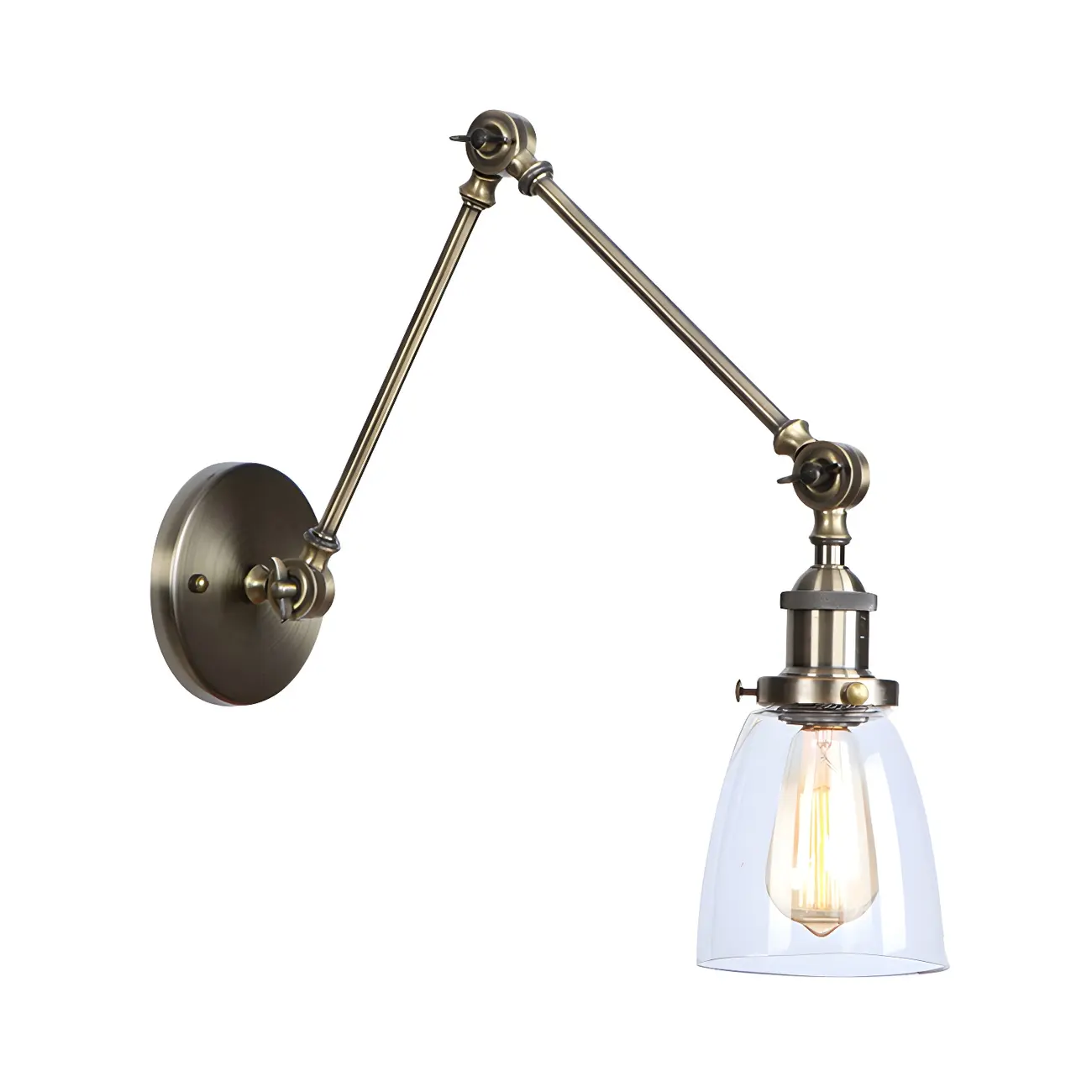 Glass Tapered Shade Industrial Swing Arm Wall Light Image - 13 | homeyfad