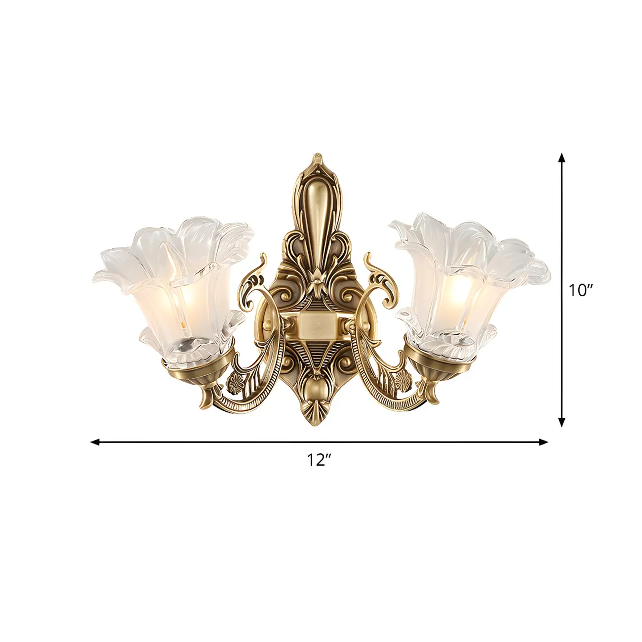 Vintage Brass Floral Wall Sconce with Glass Shades Image - 6 | homeyfad