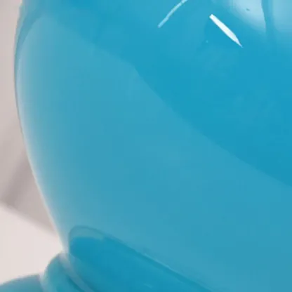 Blue Glass Table Lamp with Leaf Fabric Shade Image - 8