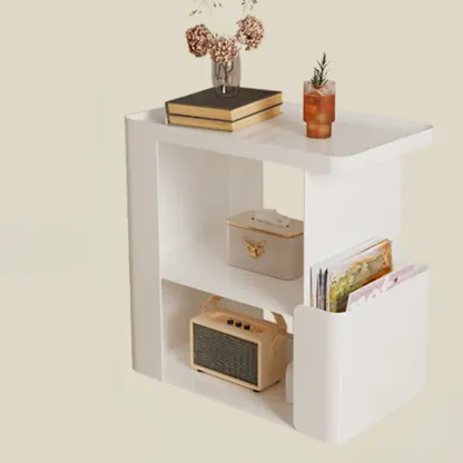 Postmodern 3 Shelves Open Storage Rolling Nightstand with Light Image - 16