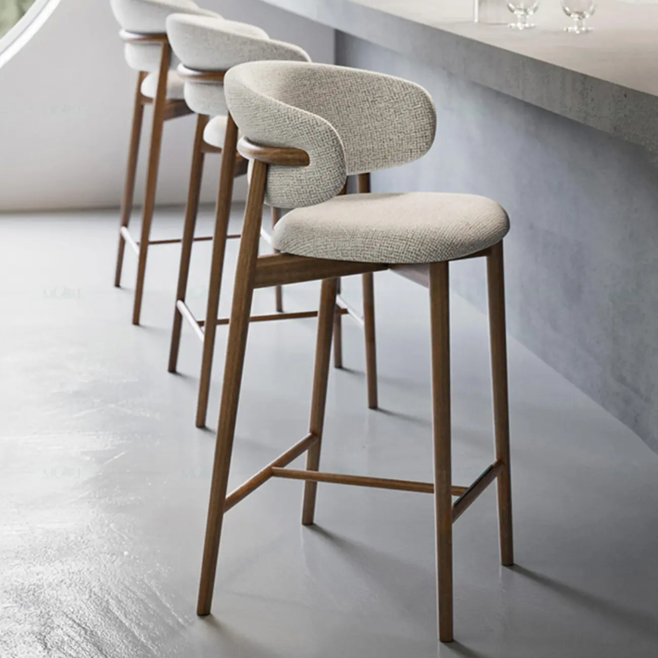 Modern Fabric Upholstered Counter Height Bar Stools Image - 6 | homeyfad