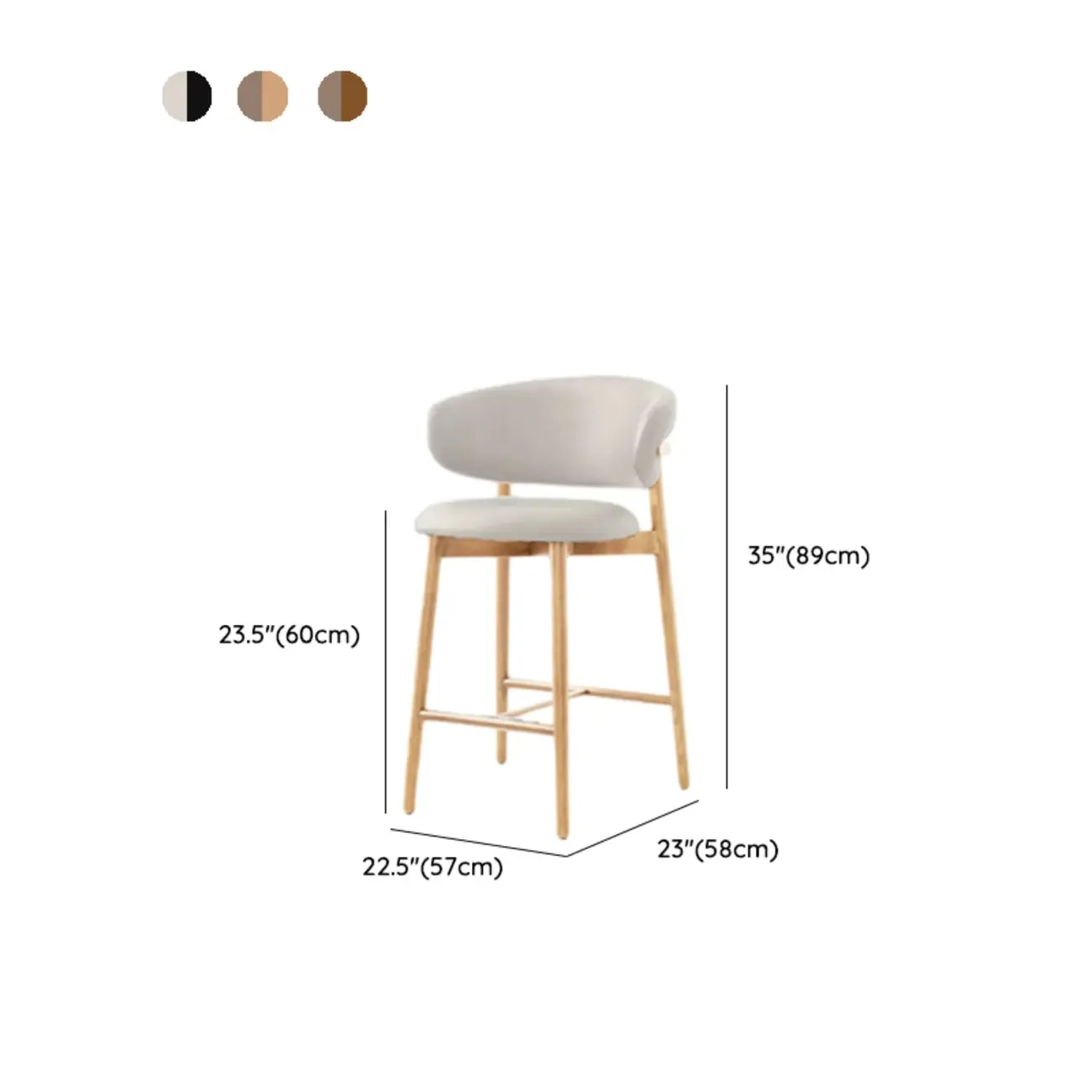 Modern Fabric Upholstered Counter Height Bar Stools Image - 15