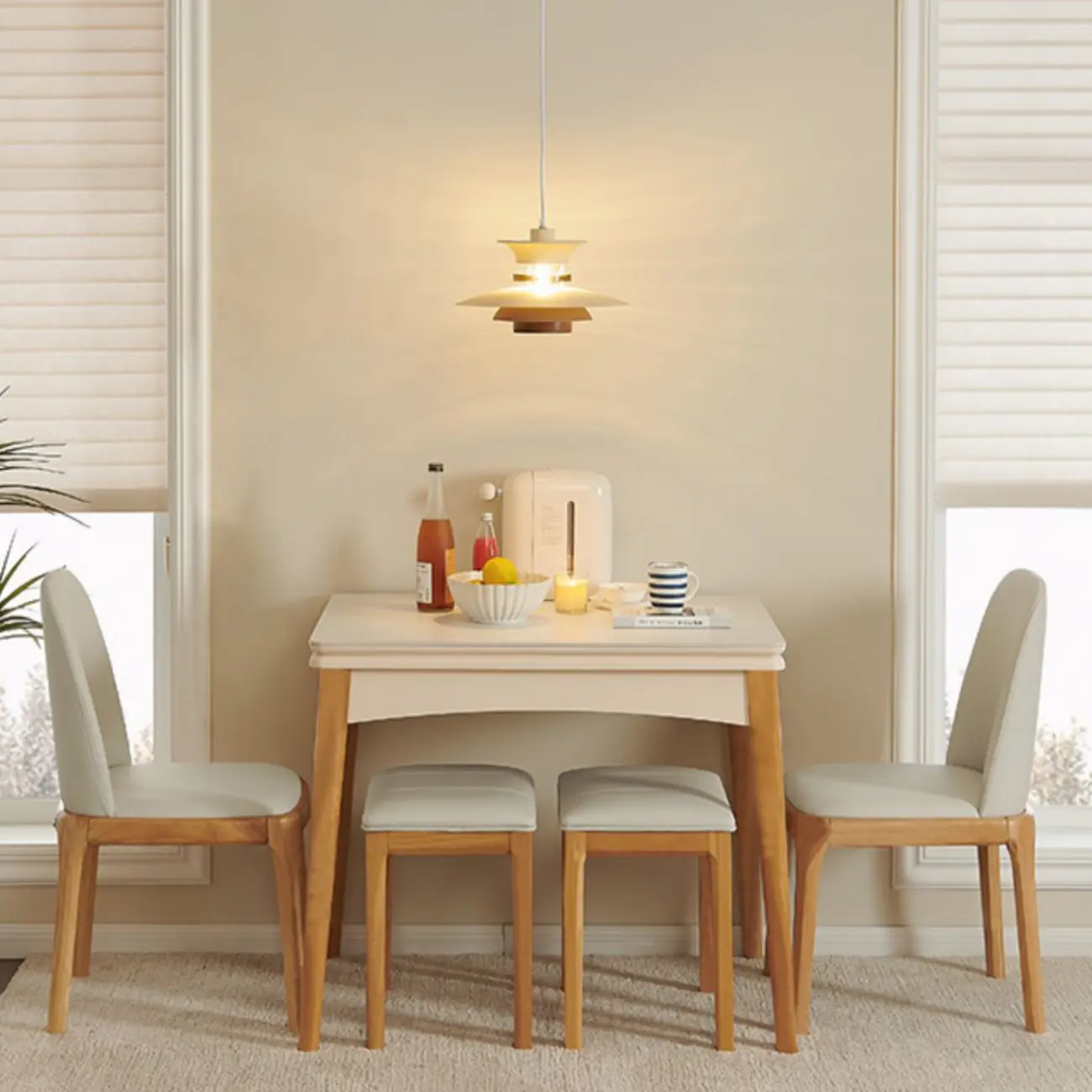 Nordic Stone Wood Rectangle Extendable Dining Table Image - 1 | homeyfad