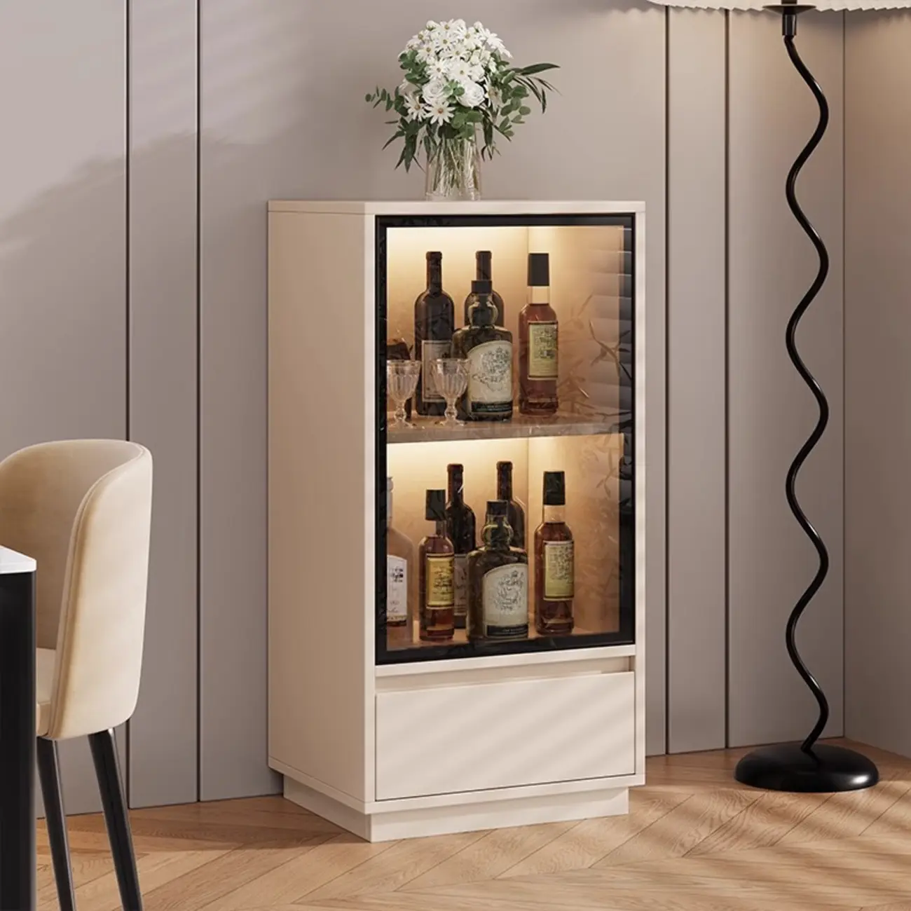 Standard Manufactured Wood Display Stand with Drawer Image - 4 | homeyfad