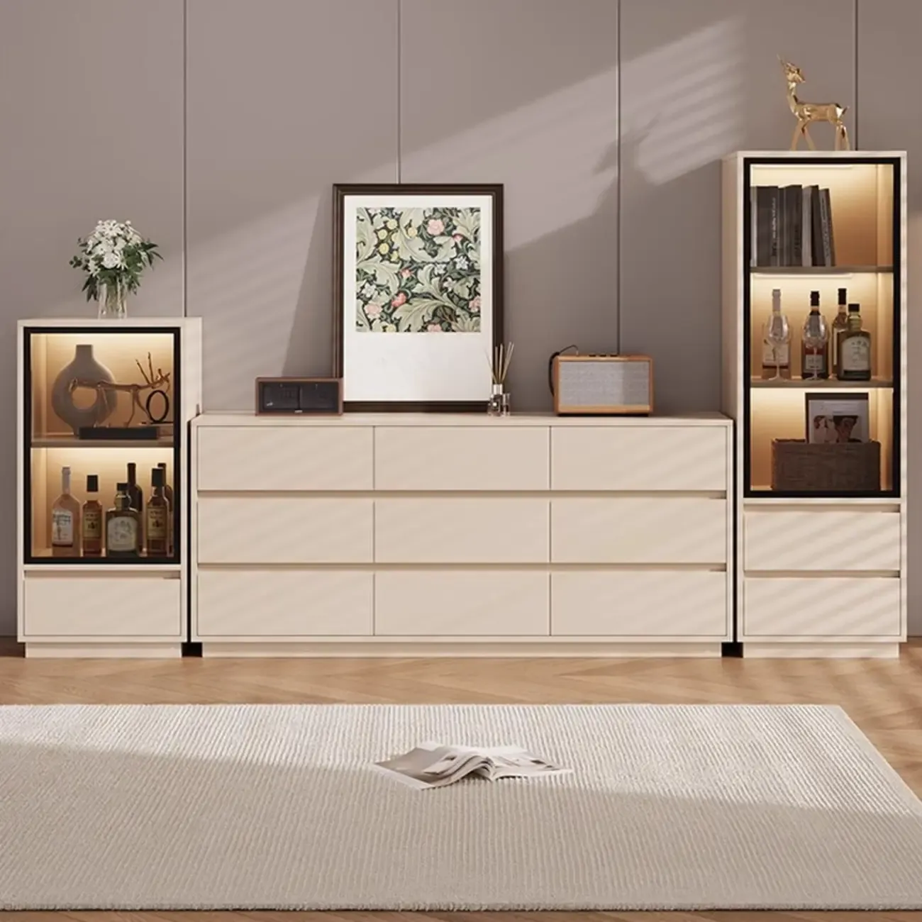 Standard Manufactured Wood Display Stand with Drawer Image - 5