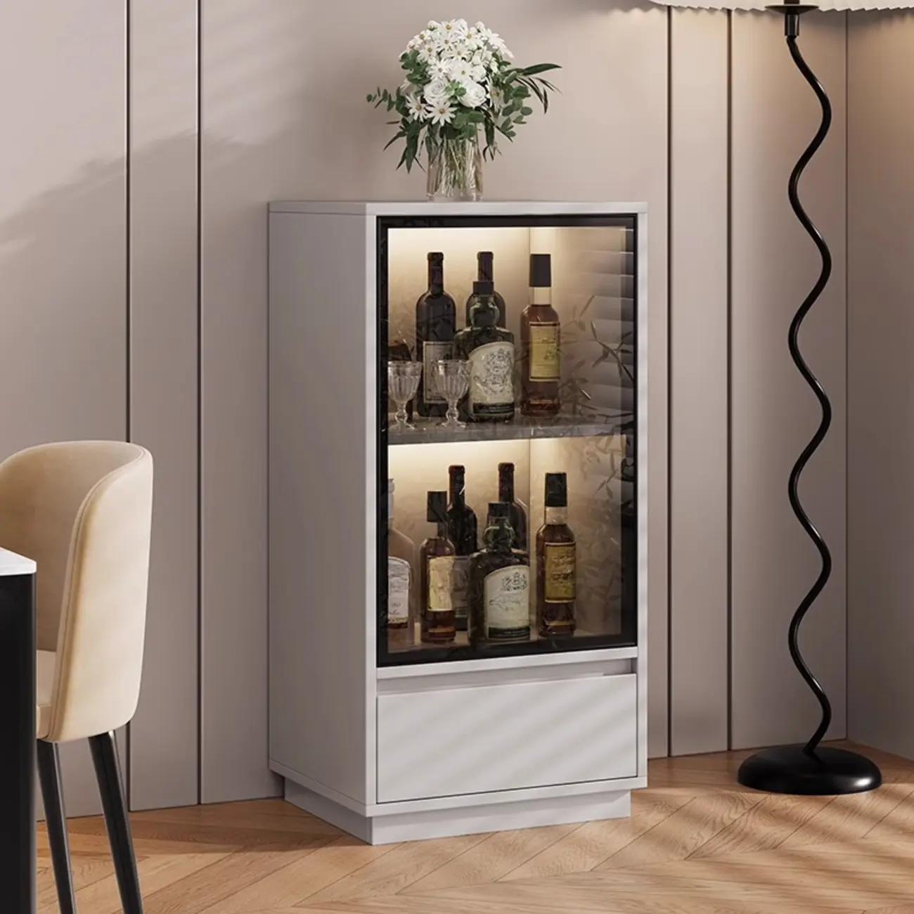 Standard Manufactured Wood Display Stand with Drawer Image - 6 | homeyfad