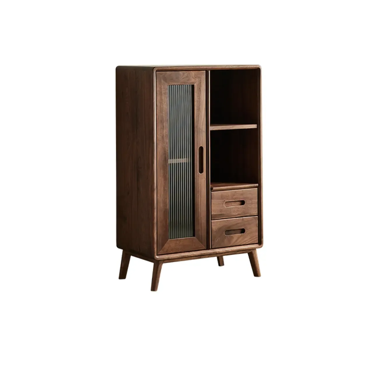 Elegant Wooden Display Cabinet with Drawers and Glass Door Image - 2