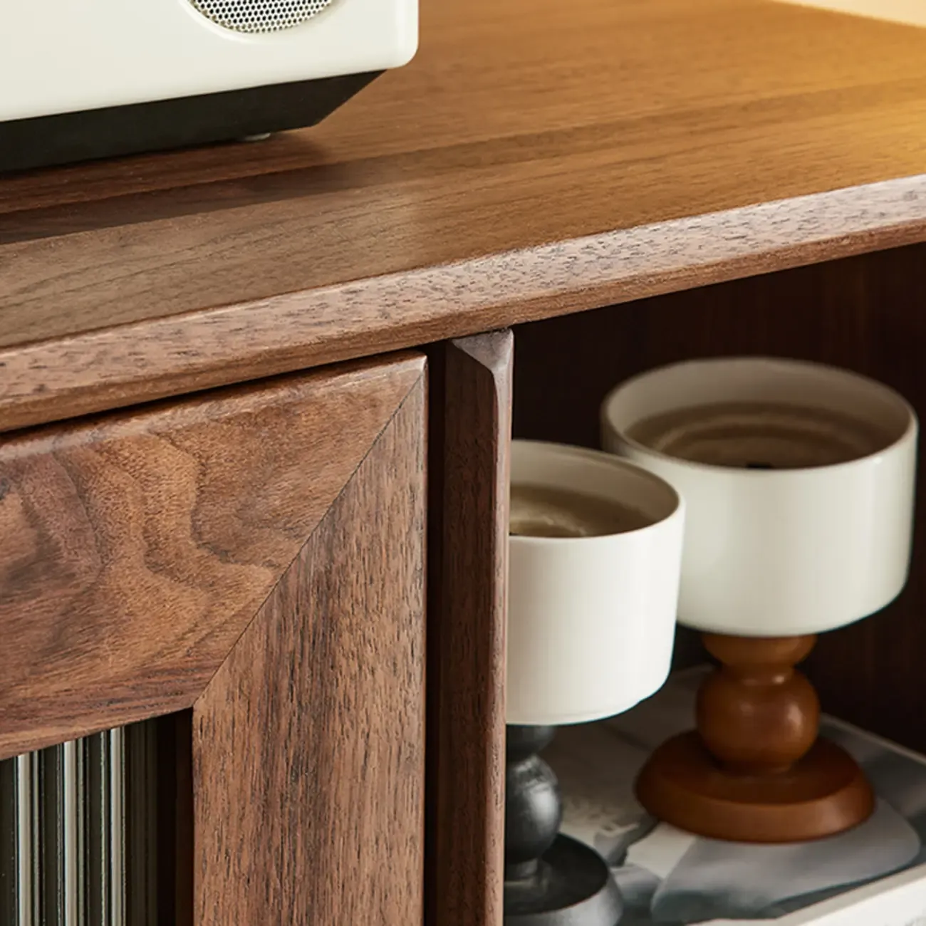 Elegant Wooden Display Cabinet with Drawers and Glass Door Image - 8