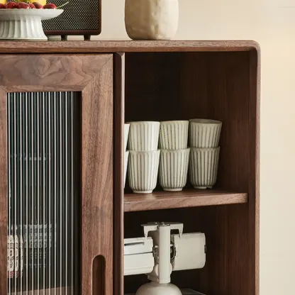 Elegant Wooden Display Cabinet with Drawers and Glass Door Image - 9