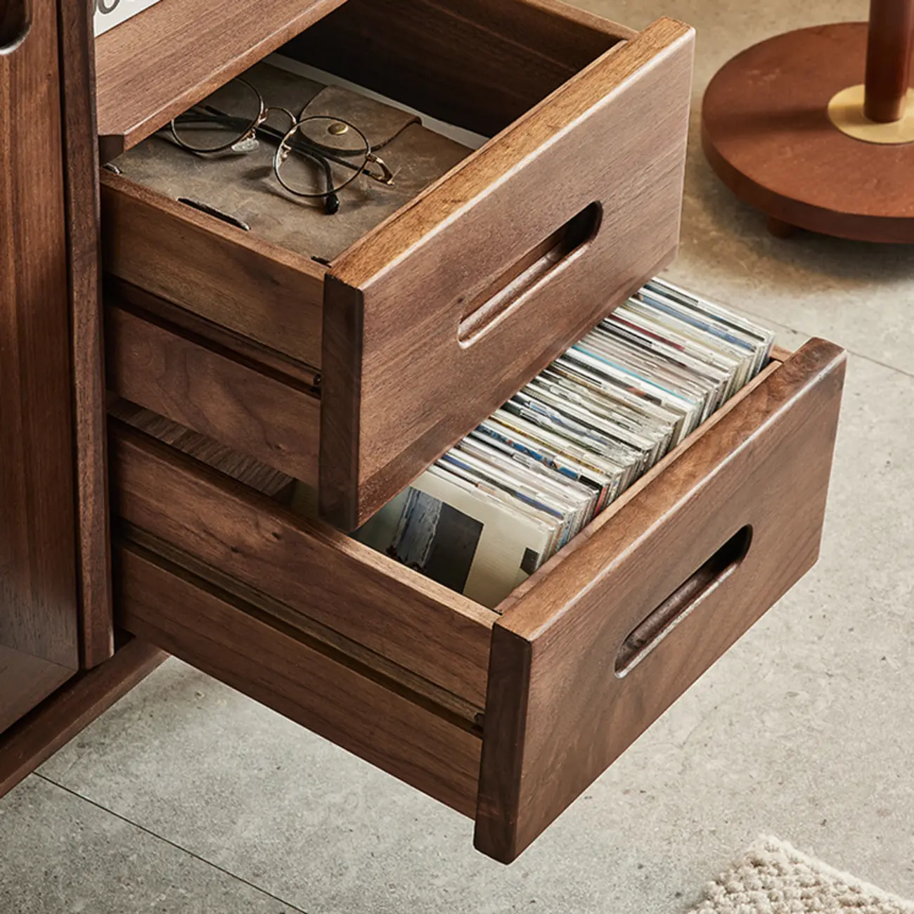 Elegant Wooden Display Cabinet with Drawers and Glass Door Image - 11 | homeyfad