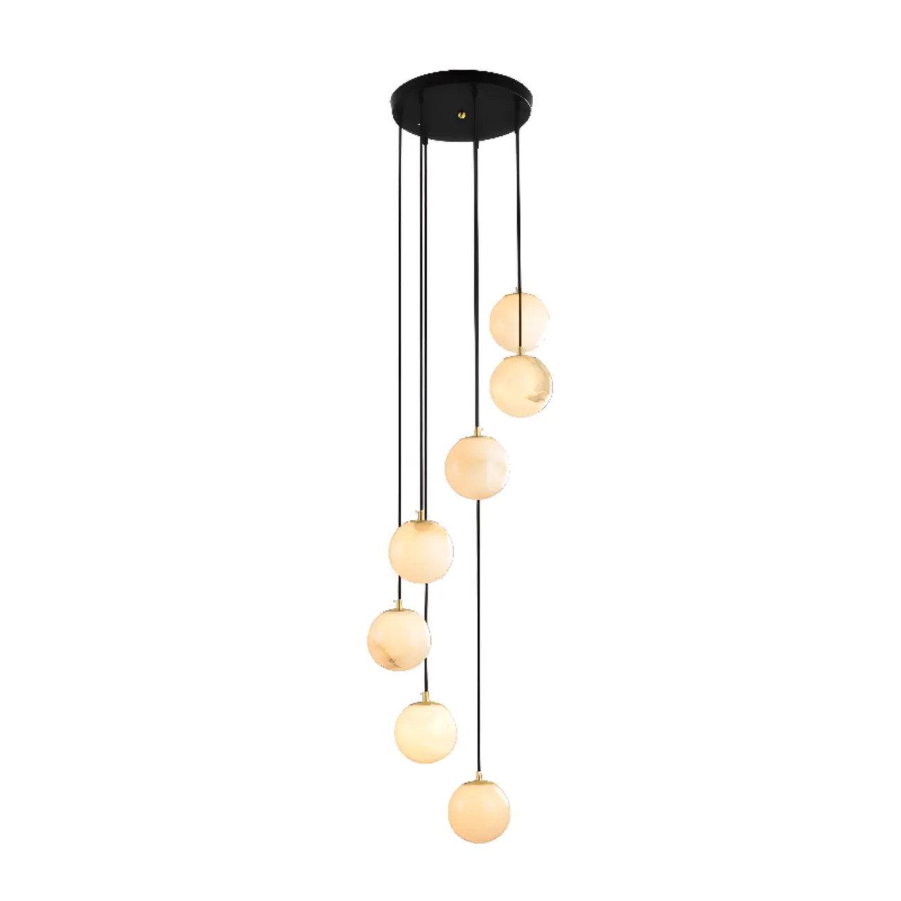 Adjustable Modern Stone Globe Rope Pendant Light Image - 6 | homeyfad
