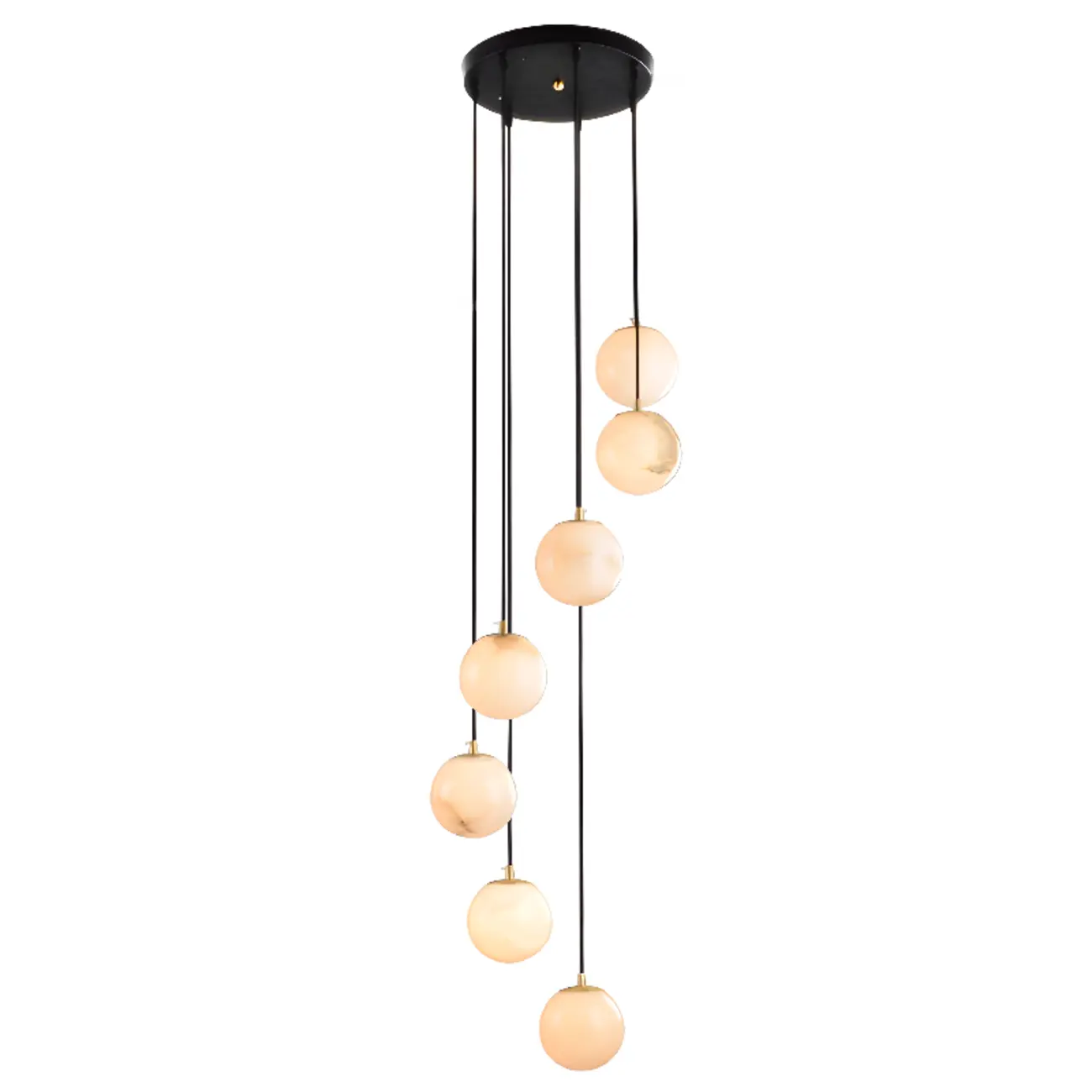 Adjustable Modern Stone Globe Rope Pendant Light Image - 7 | homeyfad
