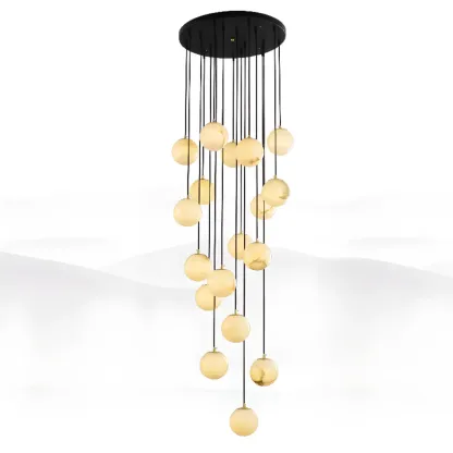 Adjustable Modern Stone Globe Rope Pendant Light Image - 11