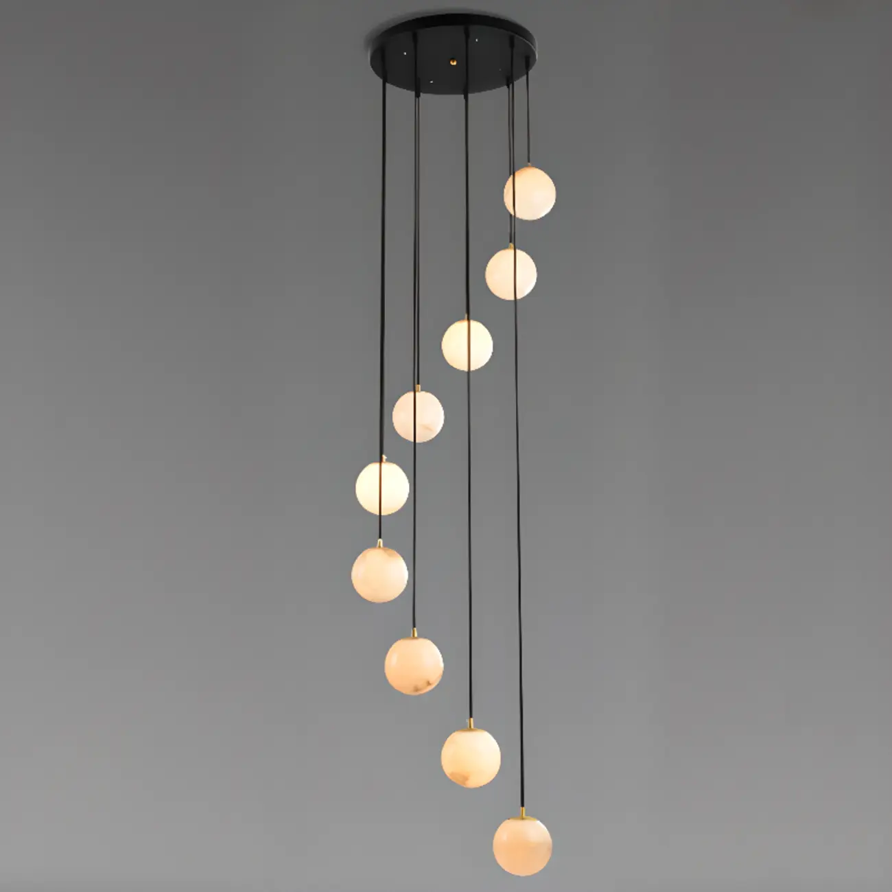 Adjustable Modern Stone Globe Rope Pendant Light Image - 13 | homeyfad