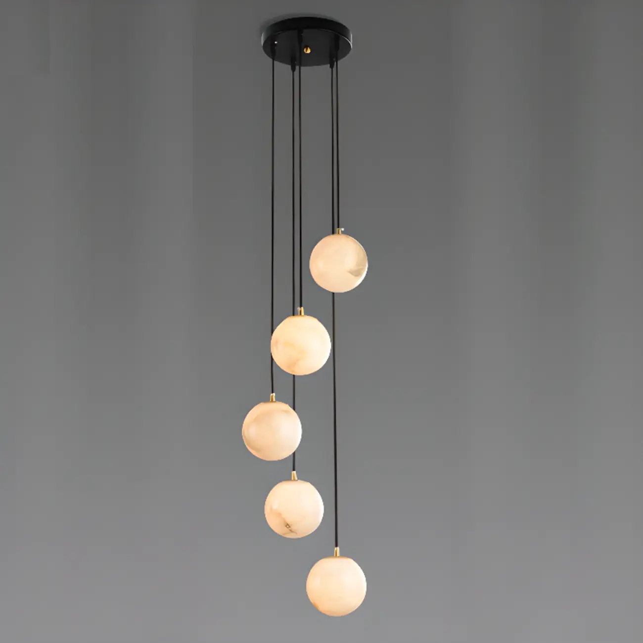 Adjustable Modern Stone Globe Rope Pendant Light Image - 15 | homeyfad