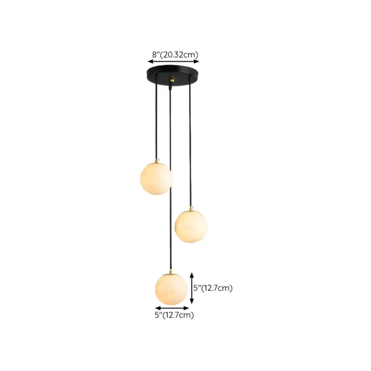 Adjustable Modern Stone Globe Rope Pendant Light #size