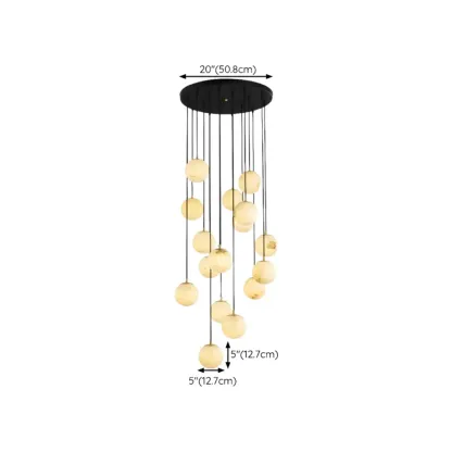 Adjustable Modern Stone Globe Rope Pendant Light Image - 24