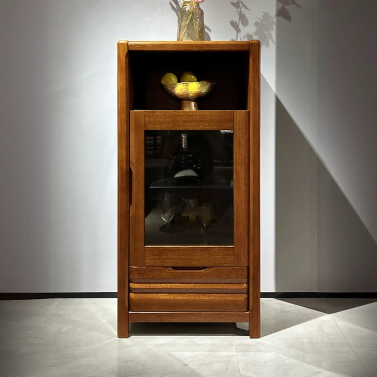 Modern Wood Wine Rack with Glass Holder Walnut Image - 1 | homeyfad