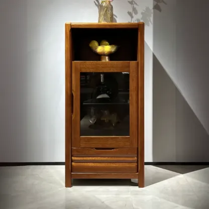 Modern Wood Wine Rack with Glass Holder Walnut Image - 1