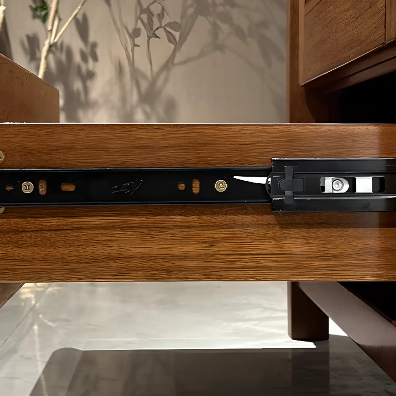 Modern Wood Wine Rack with Glass Holder Walnut Image - 2