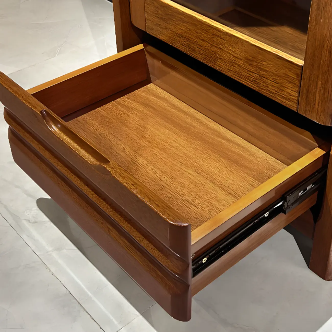 Modern Wood Wine Rack with Glass Holder Walnut Image - 3