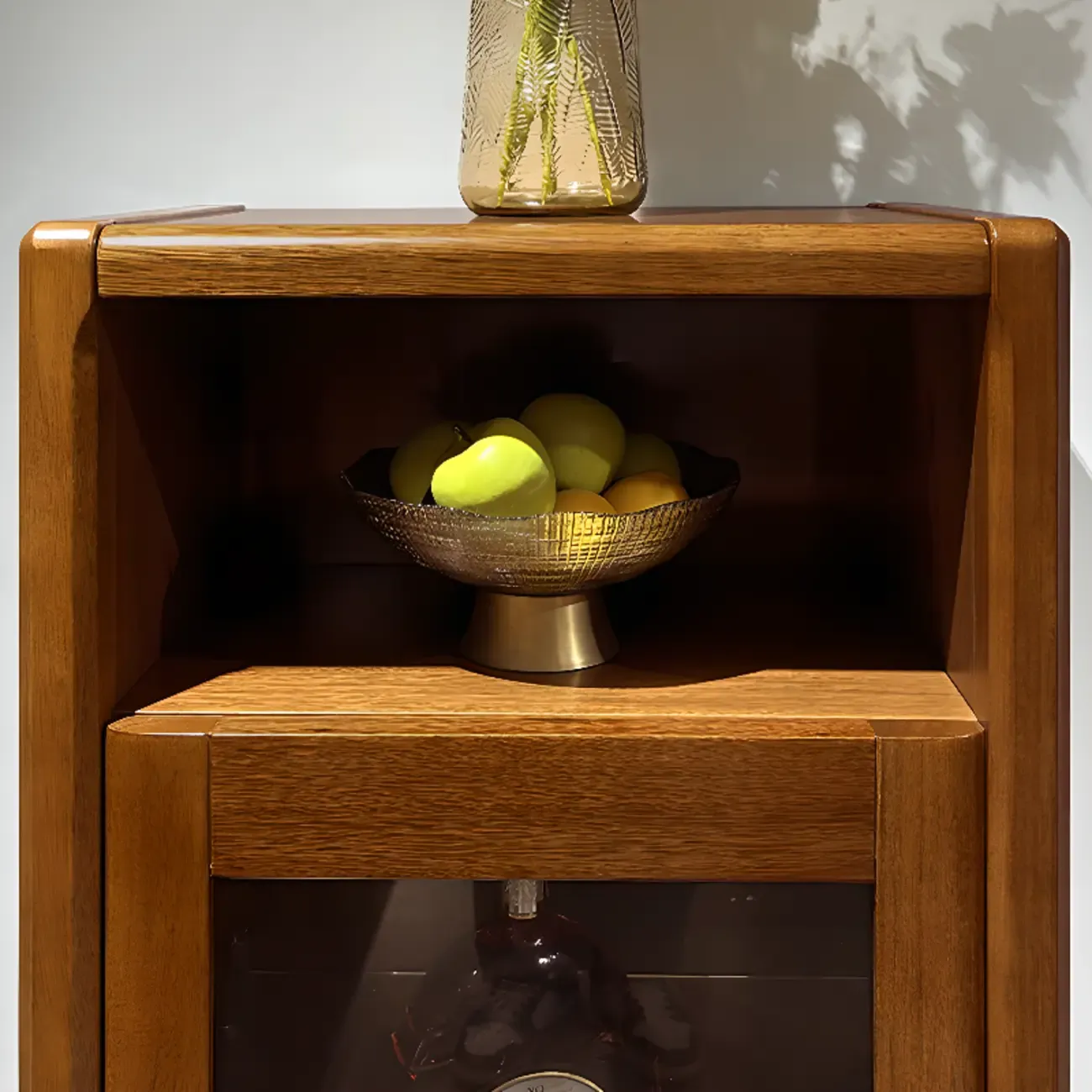 Modern Wood Wine Rack with Glass Holder Walnut Image - 5