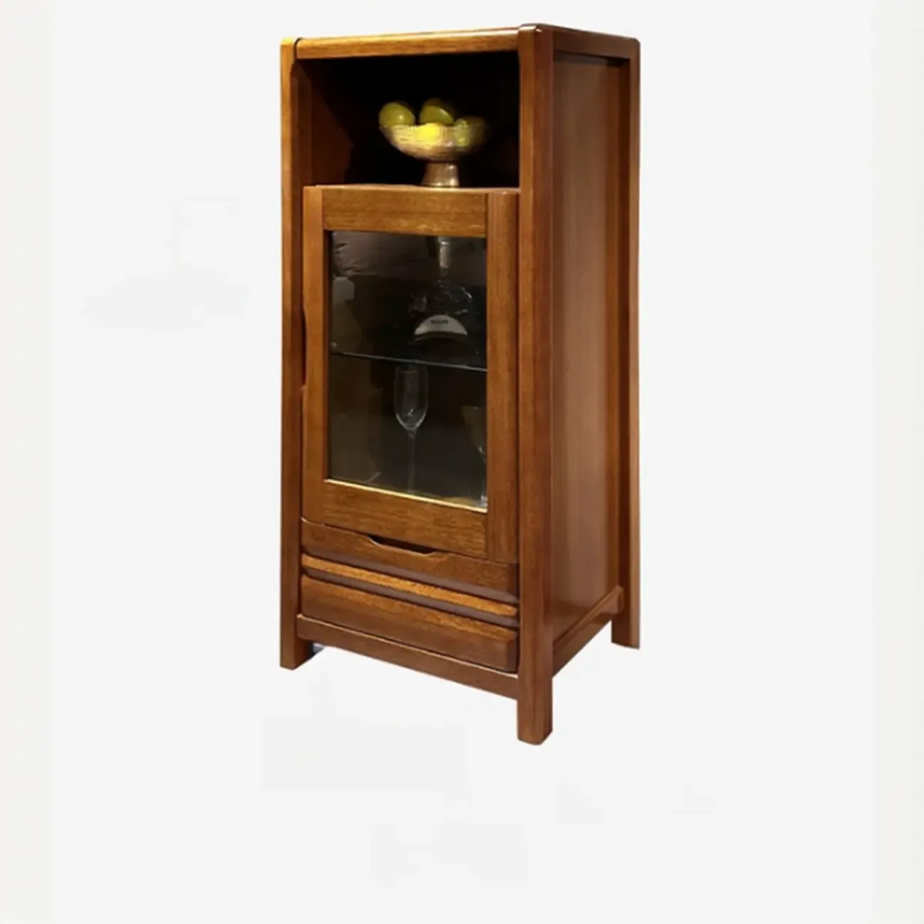 Modern Wood Wine Rack with Glass Holder Walnut Image - 6