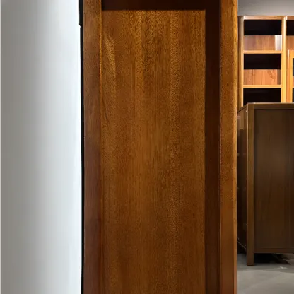 Modern Wood Wine Rack with Glass Holder Walnut Image - 8