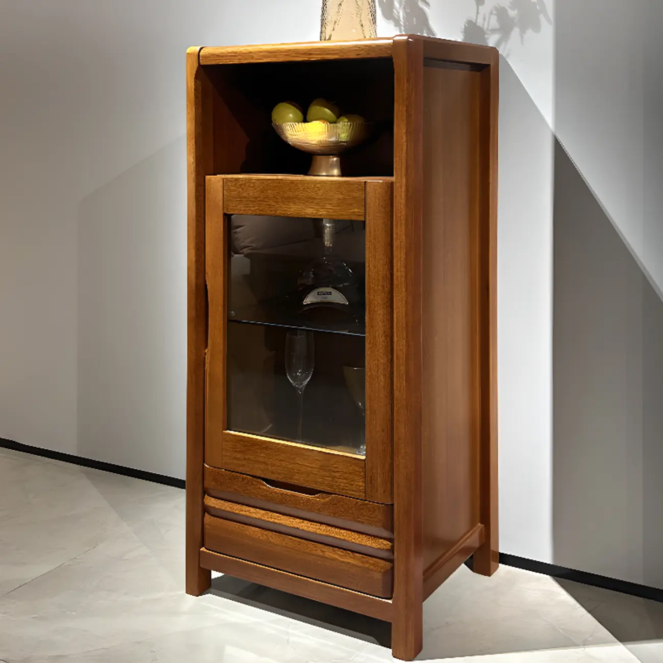 Modern Wood Wine Rack with Glass Holder Walnut Image - 9 | homeyfad