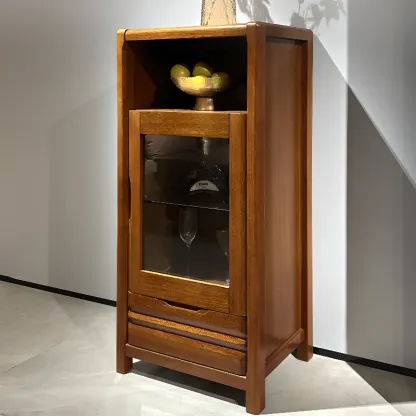 Modern Wood Wine Rack with Glass Holder Walnut Image - 9