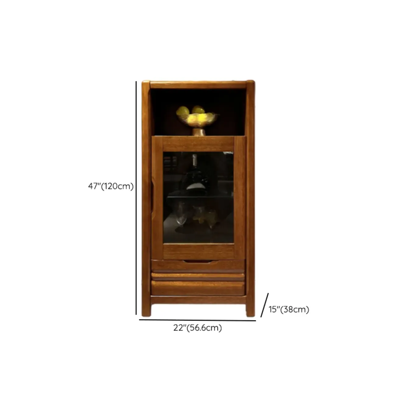 Modern Wood Wine Rack with Glass Holder Walnut #size