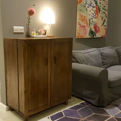 Rustic Independent Wine Storage Units with Bar Glass Holder Shelf, Compartment Drawers, and Doors Image - 5