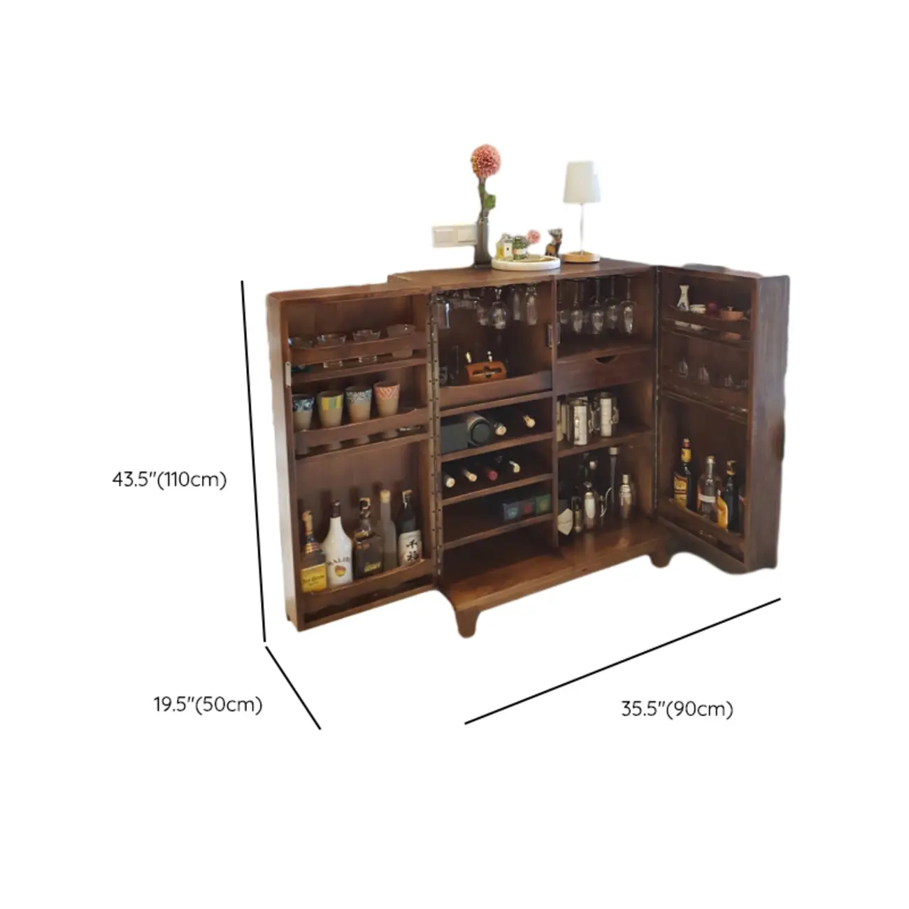 Rustic Independent Wine Storage Units with Bar Glass Holder Shelf, Compartment Drawers, and Doors #size | homeyfad