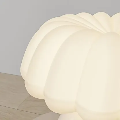 Pumpkin-Shape White Resin LED Table Lamp in 3 Color Light Image - 14