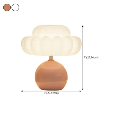 Pumpkin-Shape White Resin LED Table Lamp in 3 Color Light Image - 20