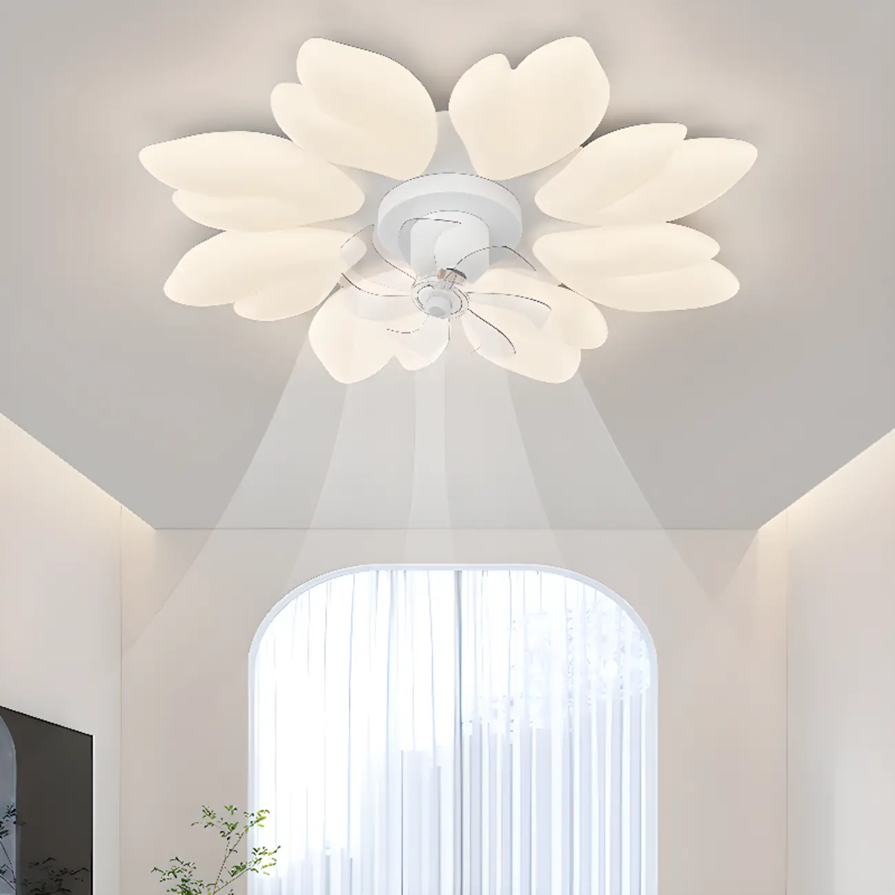 White Metal Flushmount Ceiling Fans with Lights and Remote Image - 1 | homeyfad