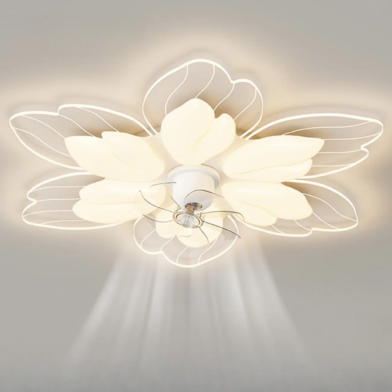 White Metal Flushmount Ceiling Fans with Lights and Remote Image - 2 | homeyfad