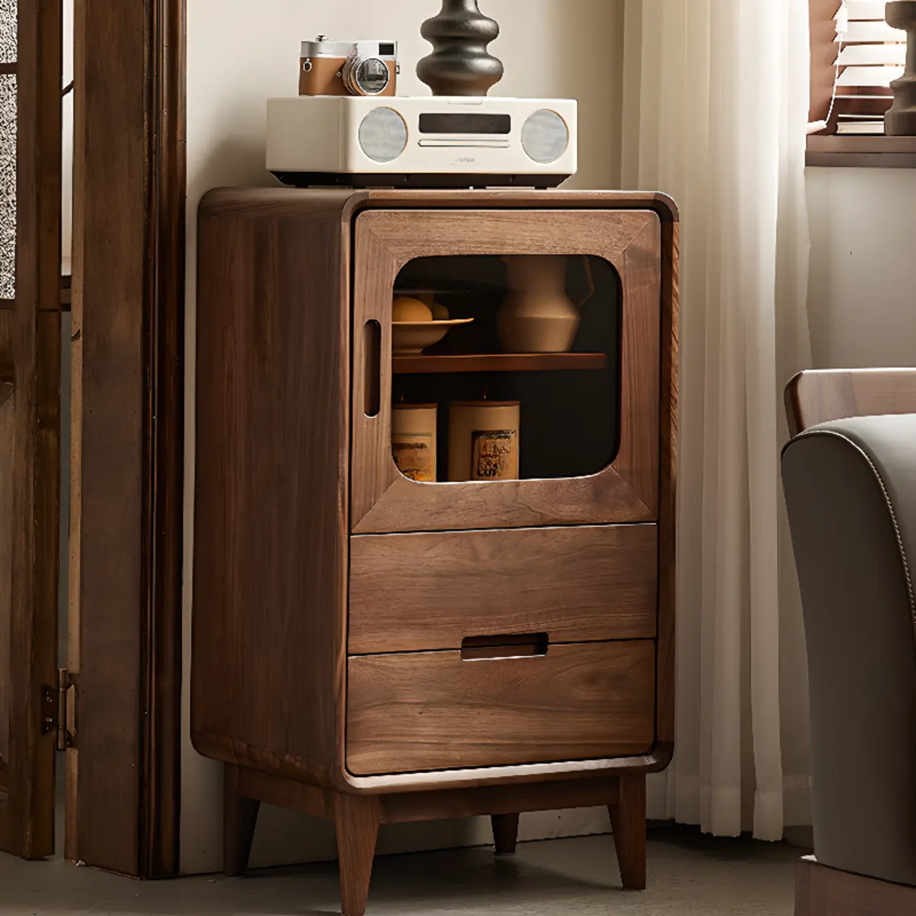 Scandinavian Wood China Cabinet with Storage Image - 1 | homeyfad