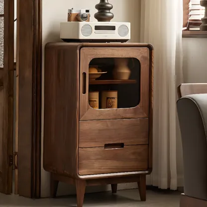 Scandinavian Wood China Cabinet with Storage Image - 1