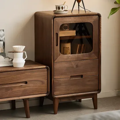 Scandinavian Wood China Cabinet with Storage Image - 5