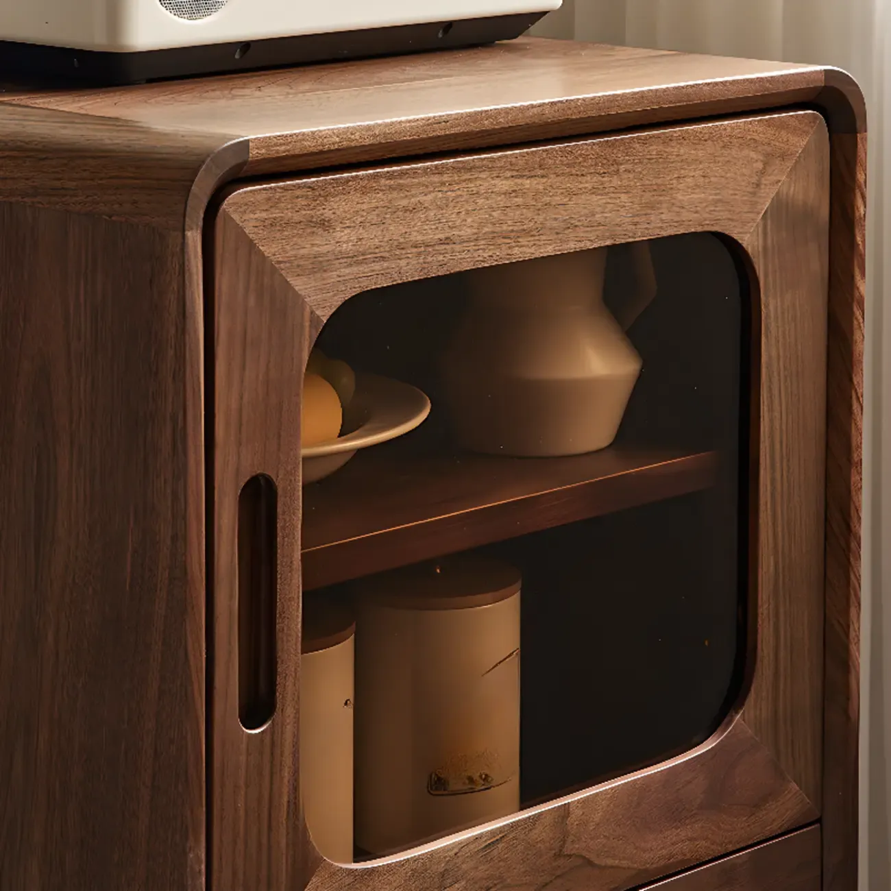 Scandinavian Wood China Cabinet with Storage Image - 7