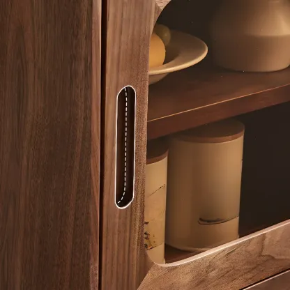 Scandinavian Wood China Cabinet with Storage Image - 8