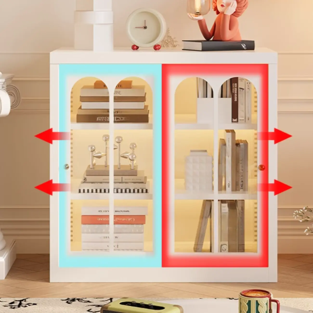 Short Modern Cabinet Arched Door Steel Bookcase Image - 6 | homeyfad
