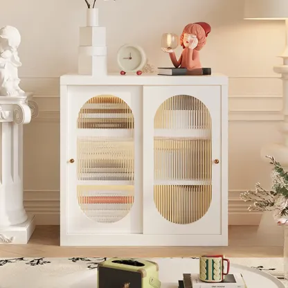 Short Modern Cabinet Arched Door Steel Bookcase Image - 10