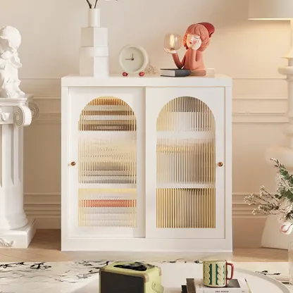 Short Modern Cabinet Arched Door Steel Bookcase Image - 21