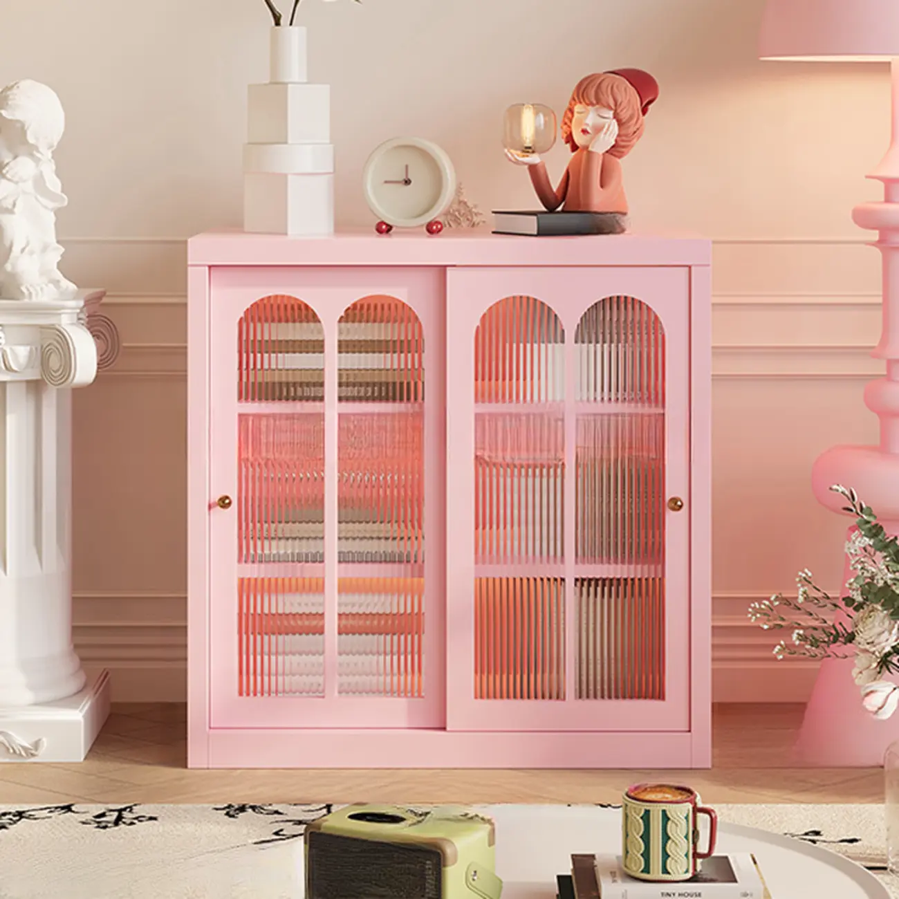 Short Modern Cabinet Arched Door Steel Bookcase Image - 32 | homeyfad